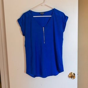 Express Silky Zip Front Gramercy Tee